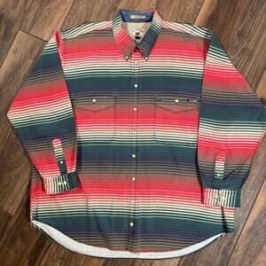 Cutter & Buck Button-down Multicolor Stripped Long Slv Pocket Shirt Men Sixe 2XB